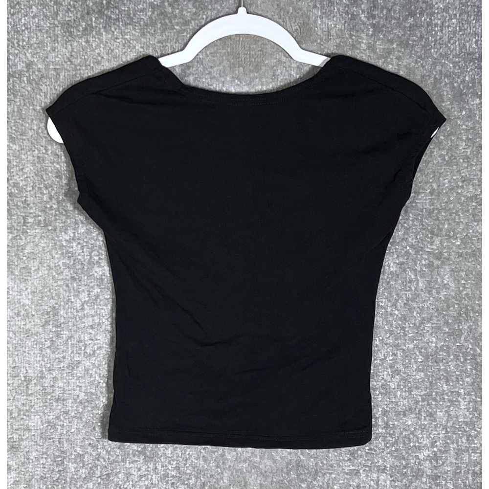 Forefair Open Back Top Womens Sz Small Black Stretch Short Sleeve Whimsigoth Y2K